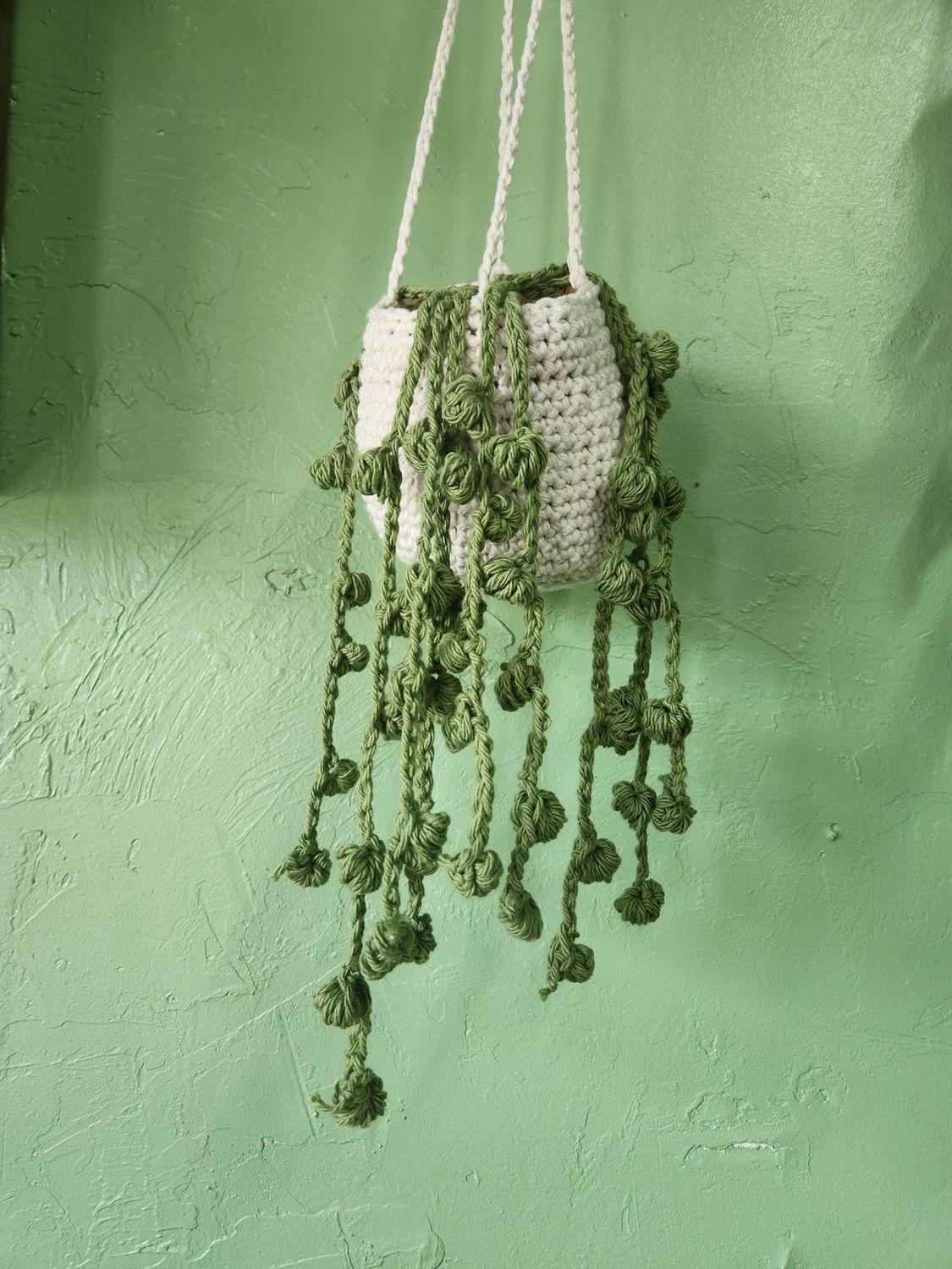 Crochet Hanging Plant (large), Size: Large, Style: String of Pearls