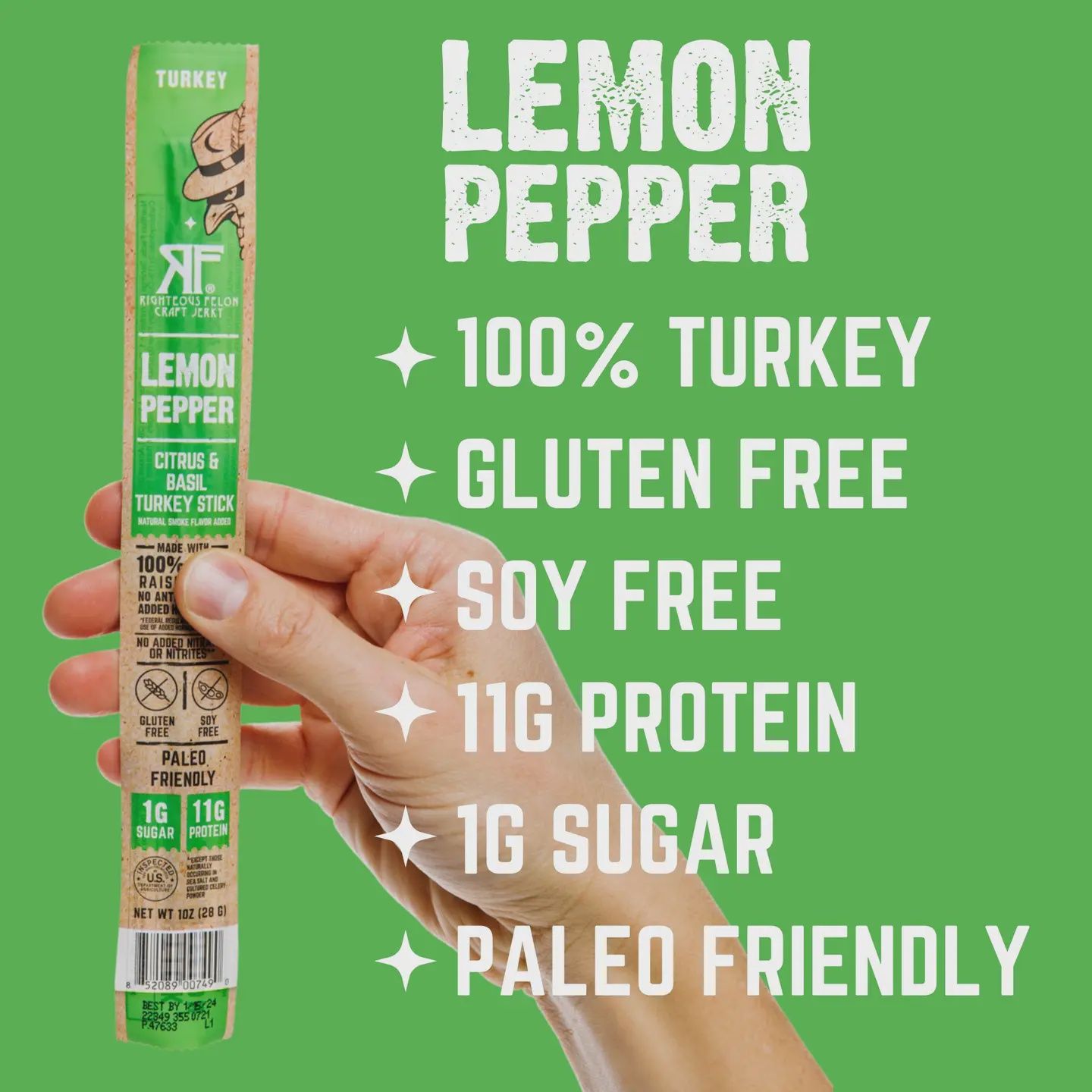 Jerky Stick, Flavor: Lemon Pepper Turkey Stick