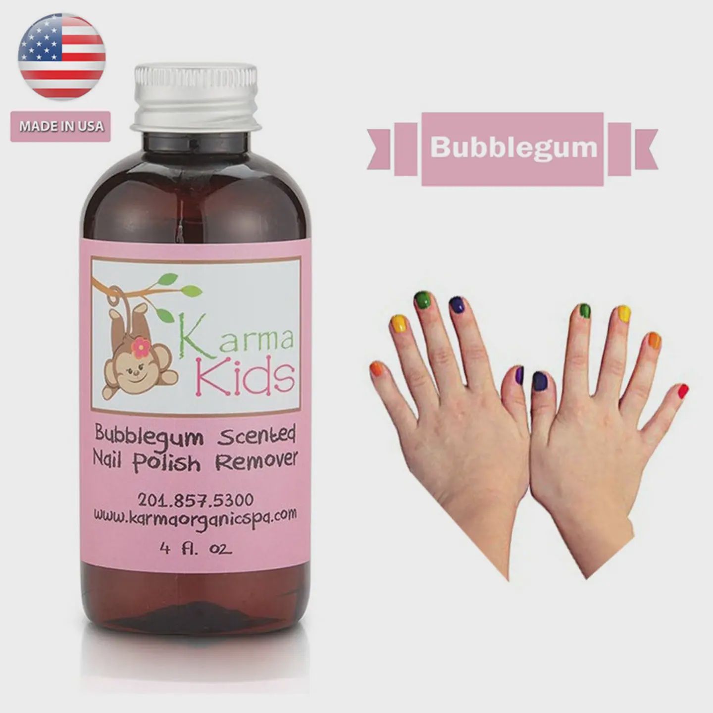 Karma Naturals Nail Polish Remover, Fragrance: Bubblegum-Kids