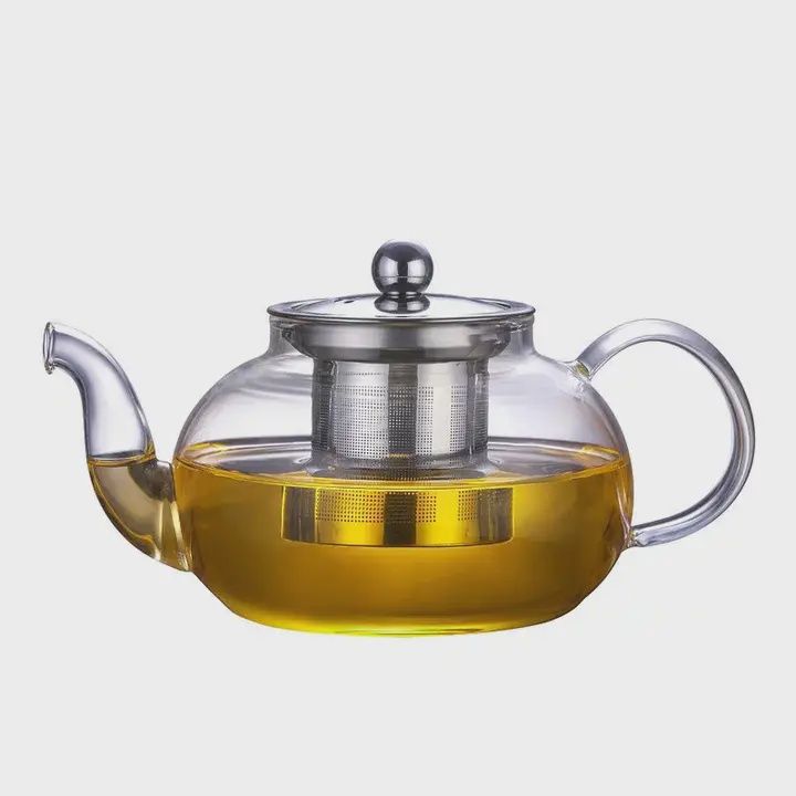 Glass Teapot with Stainless Steel Infuser and Lid