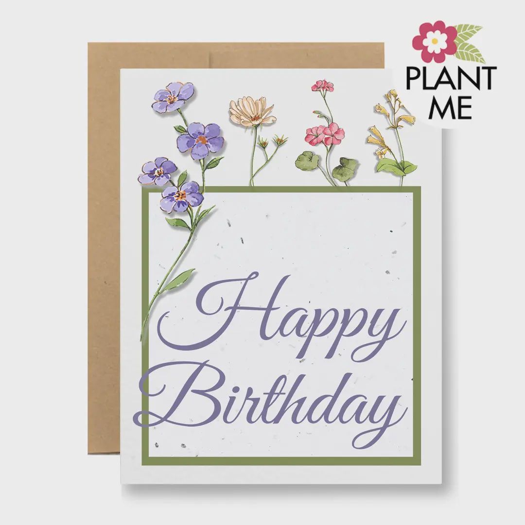 Plantable Seed Paper Greeting Card, Style: Happy Birthday Floral