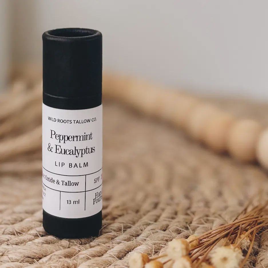 Tallow Lip Balm with SPF 15, Flavor: Peppermint &amp; Eucalyptus