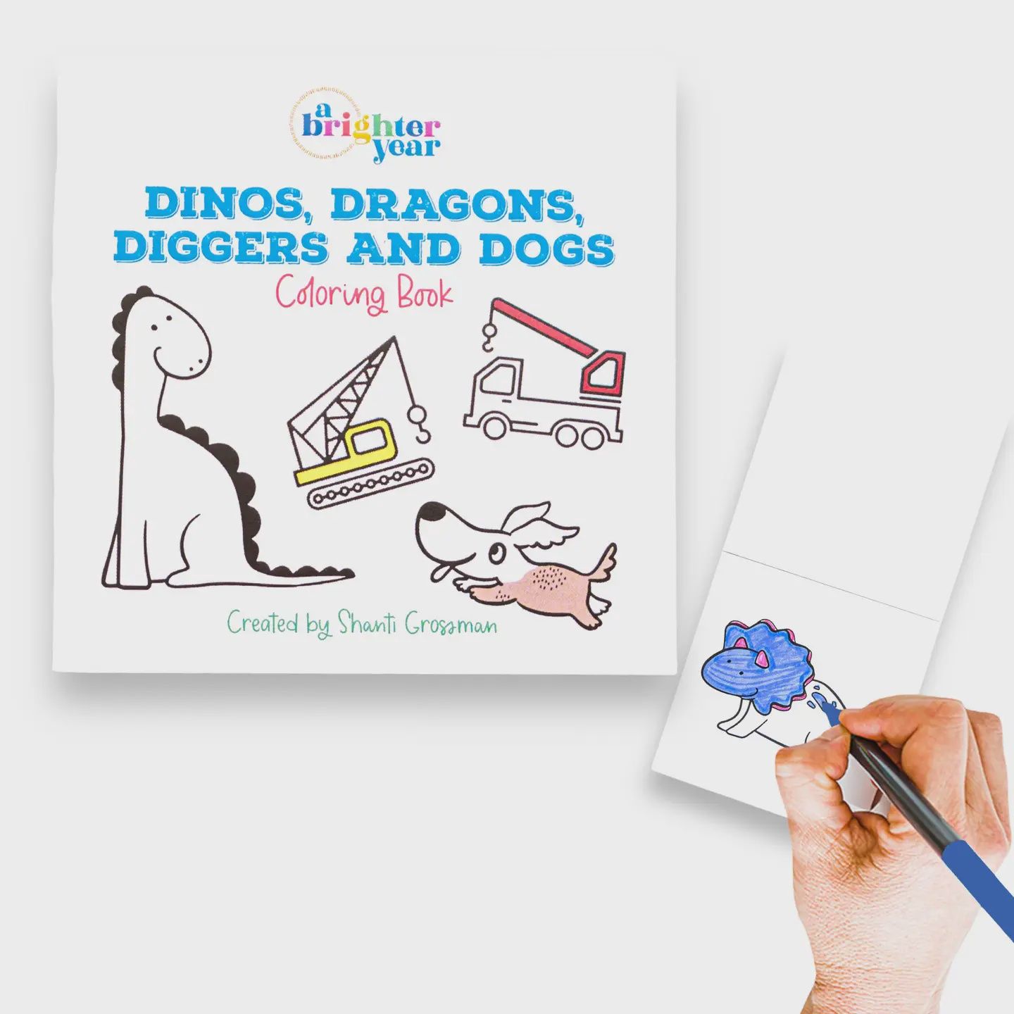 Mini Coloring Book- Dinos, Dragons, Diggers &amp; Dogs