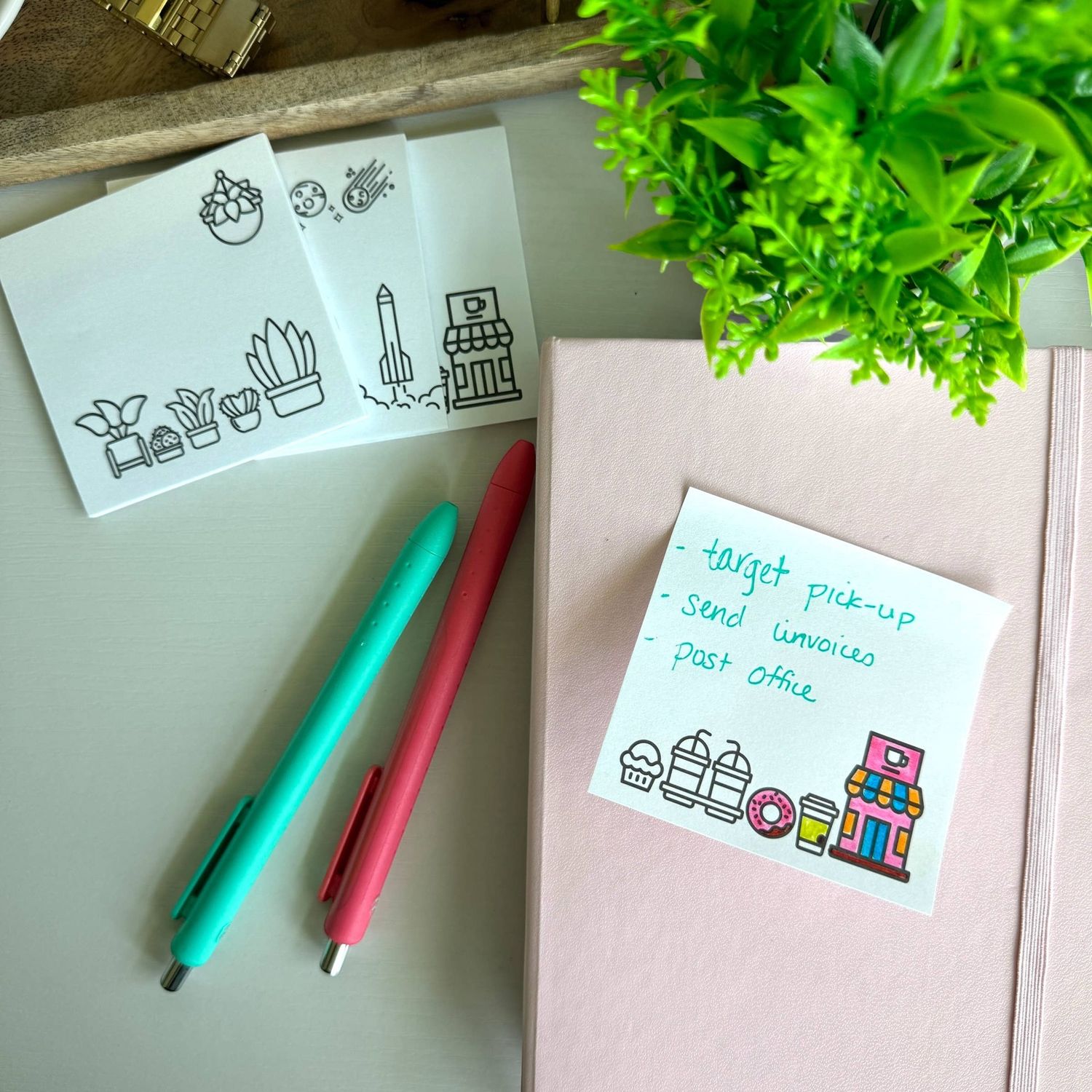 Color Your Own Post-Its Bundle (3 pack-Coffee- Plants-Space)