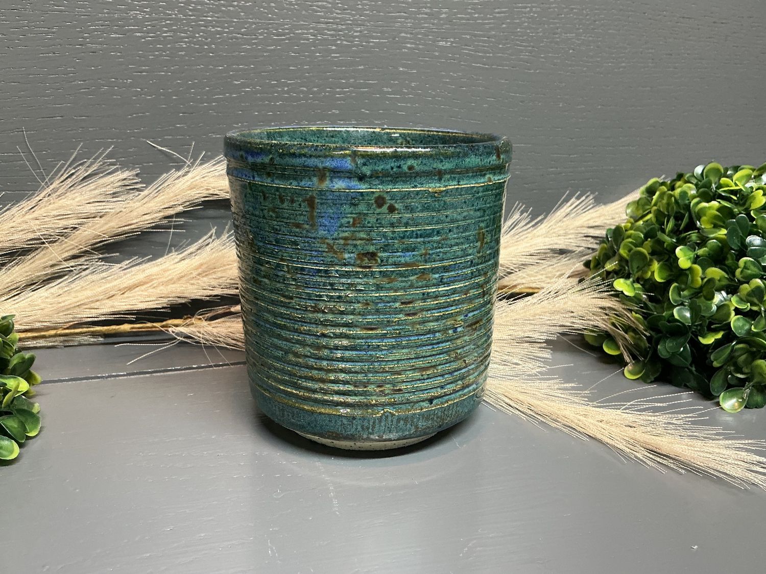 Stripped Tumbler (Blue/green) - Pottery