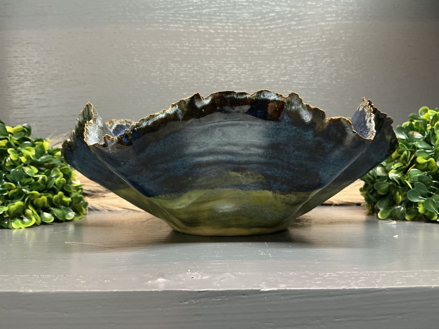Short Wavy Bowl Blue - Pottery