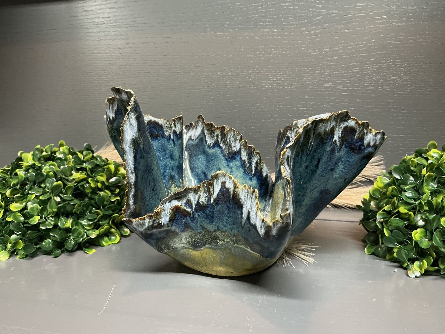 Medium Wavy Bowl Blue - Pottery