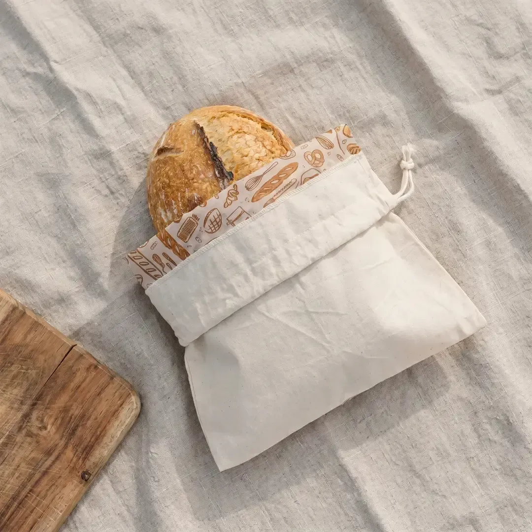 Bees Wrap Reusable Beeswax Lined Artisan Bread Bag, Color: Natural