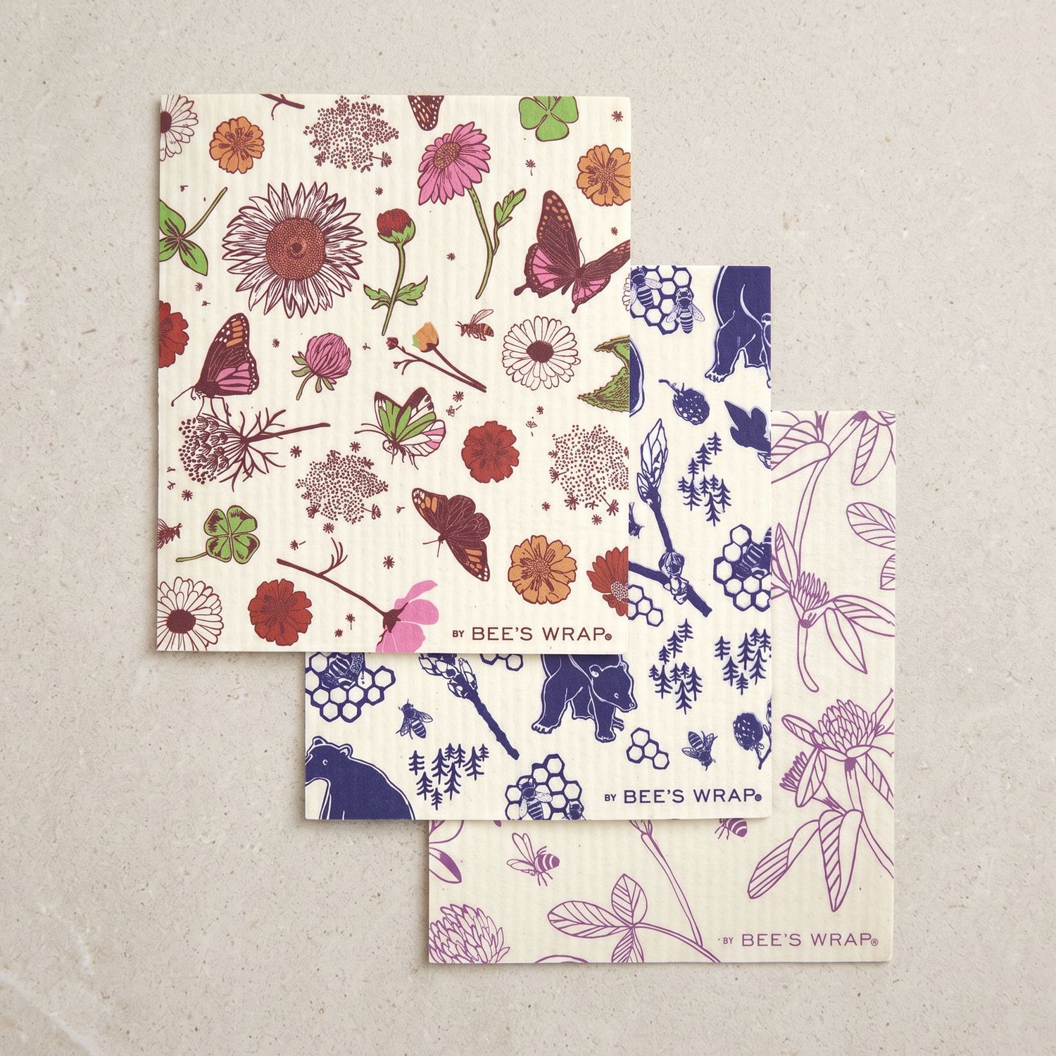 Bees Wrap Swedish Dishcloth 3 Pack - Original Mixed Prints