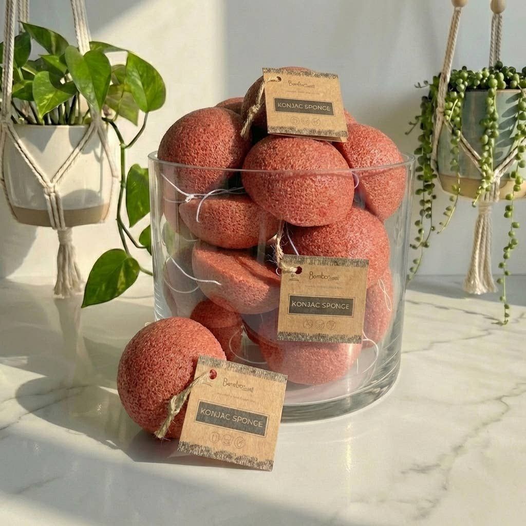 Natural Konjac Facial Cleansing Sponge, Color: Rust
