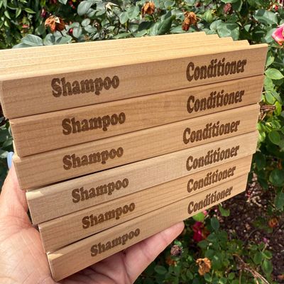 Shampoo and Conditioner Wooden Dish