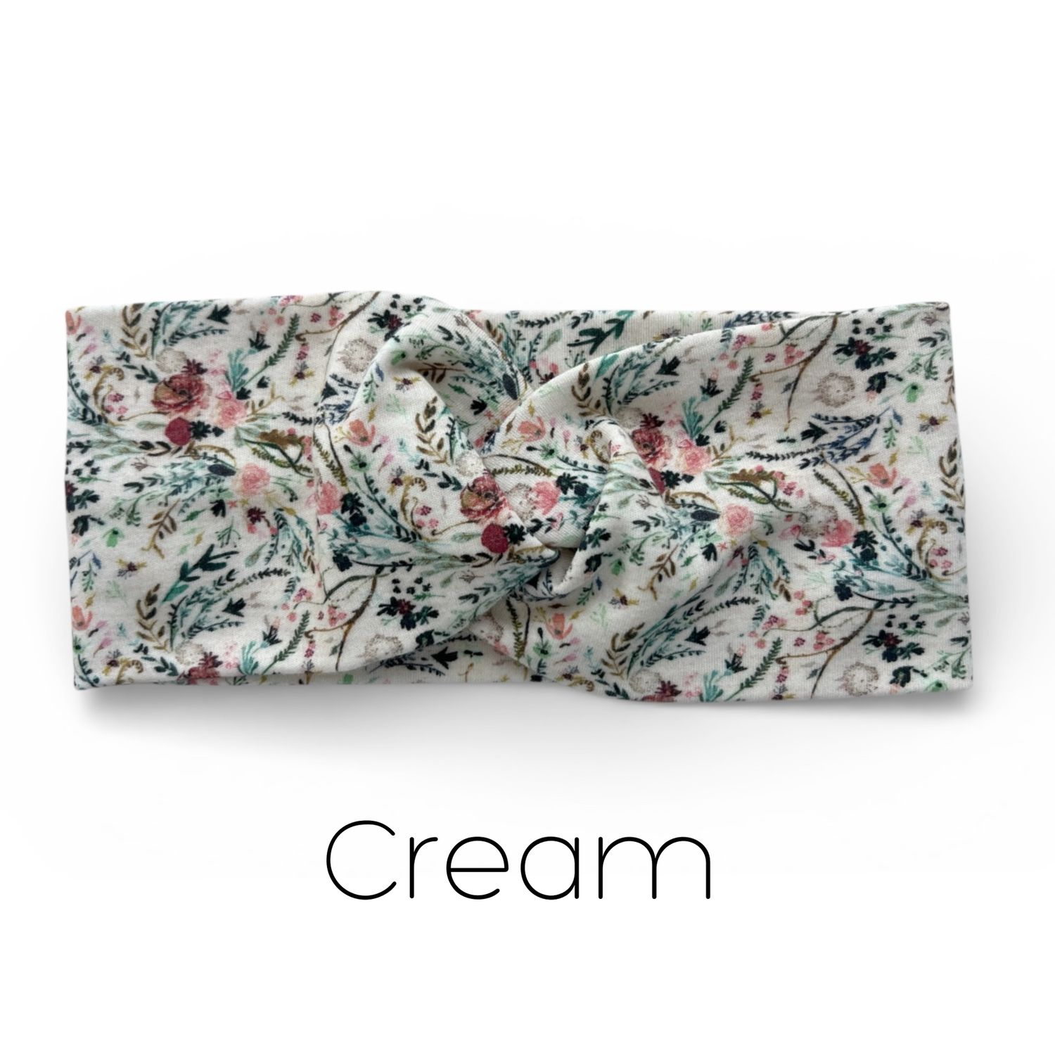 Organic Cotton Twist Headband - Cottage Florals, Color: Cream
