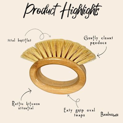 Bamboo Oval Vegetable Cleaning Brush