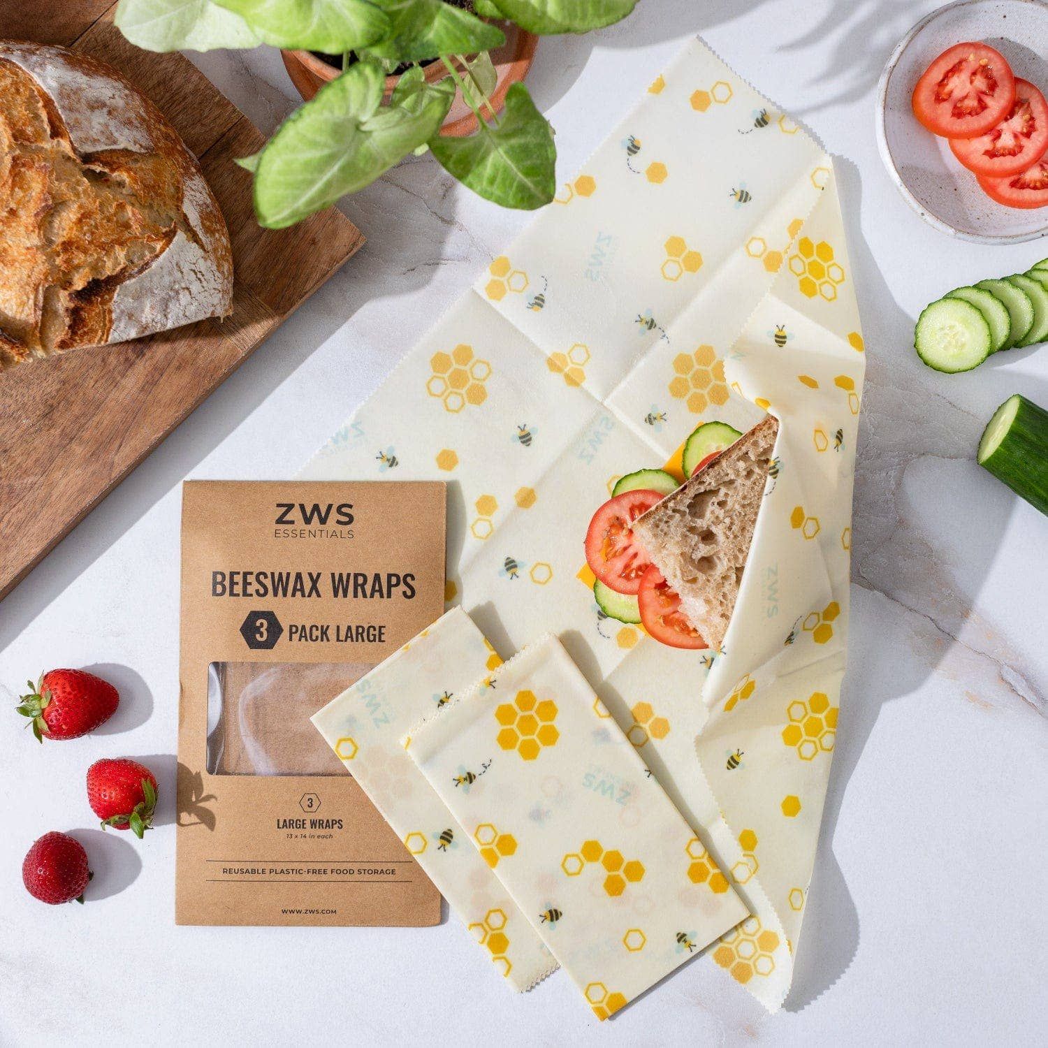 Beeswax Wraps – Plastic-Free Food Storage, Size: Bread Wrap, Style: Honeycomb