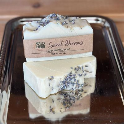 Sweet Dreams Natural Organic Soap Bar Topped with Lavender