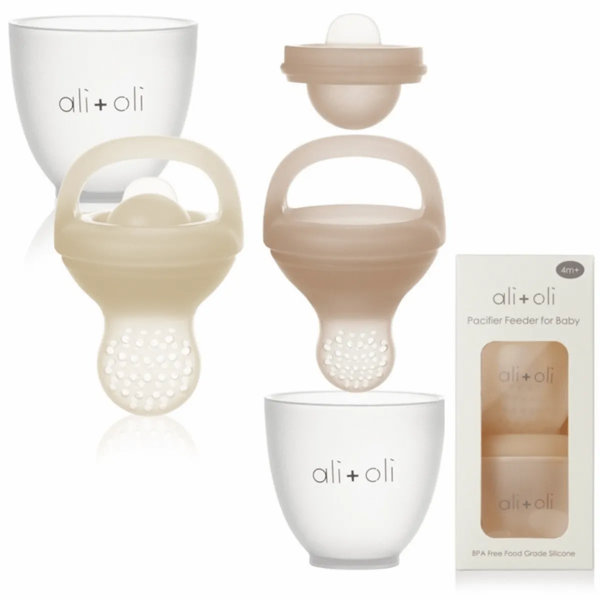 Silicone Food &amp; Fruit Feeder (2 sizes) Oat &amp; Coco