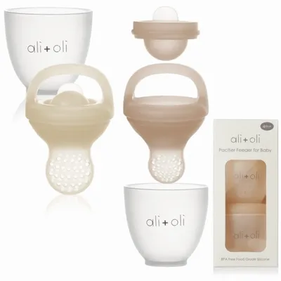 Silicone Food &amp; Fruit Feeder (2 sizes) Oat &amp; Coco