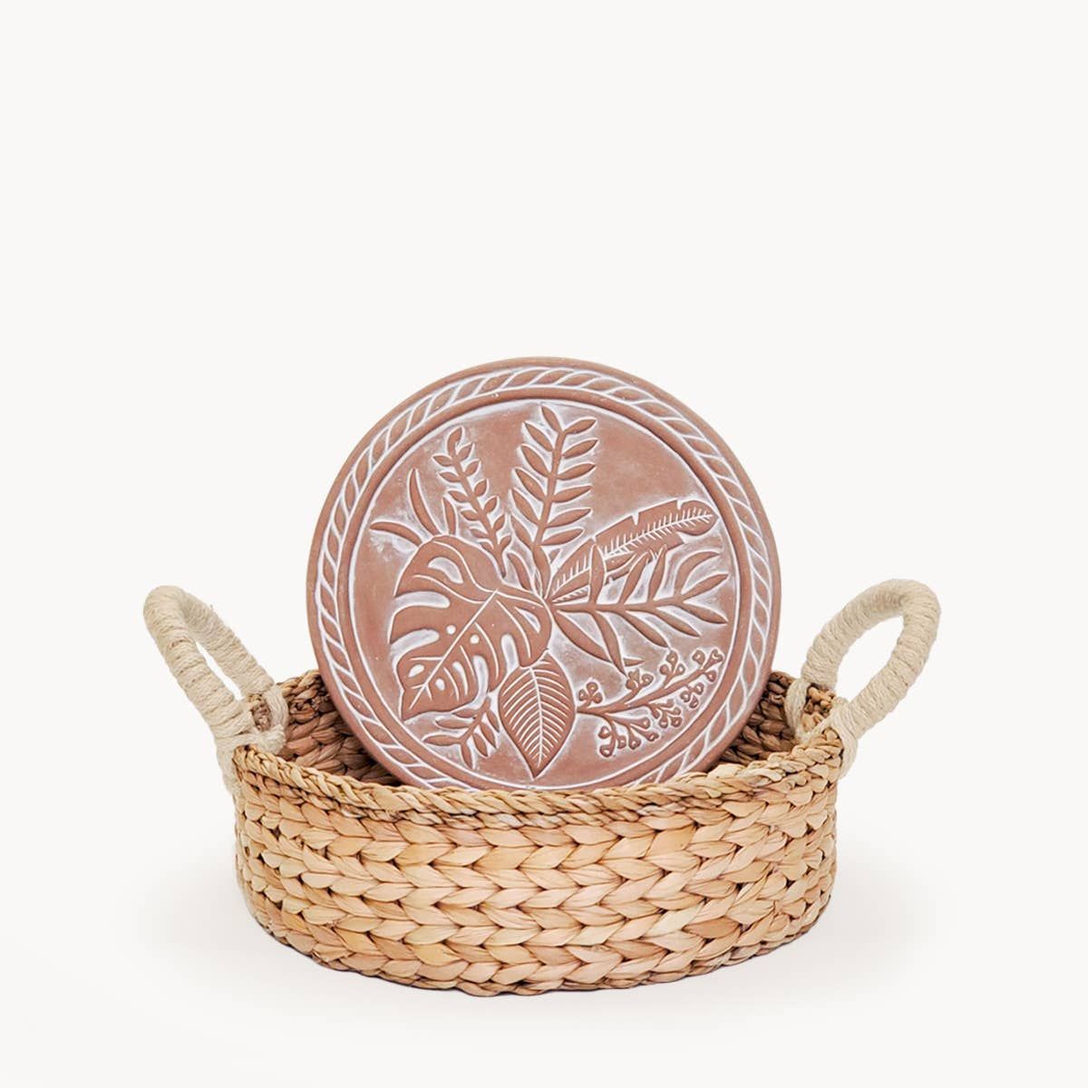 Handmade Bread Warmer &amp; Wicker Basket - Plant Round