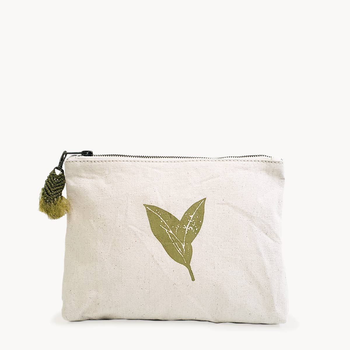 Hand Screen Printed Cotton Canvas Pouch - Nature