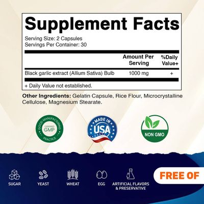 Vitamatic | Fermented Black Garlic 1000mg | 60 Capsules