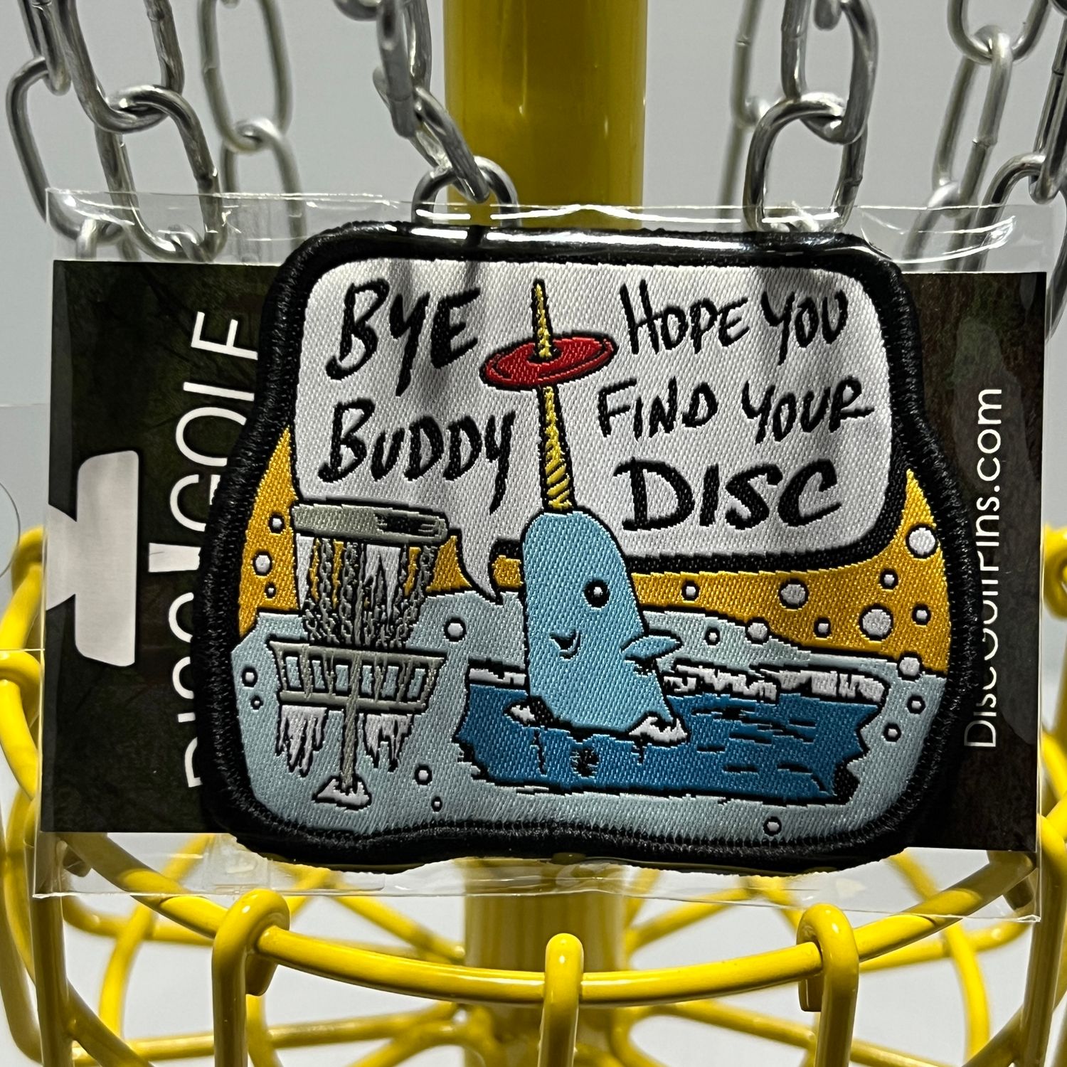 &quot;Bye Buddy&quot; Narwhal Disc Golf Pins Velcro Patch