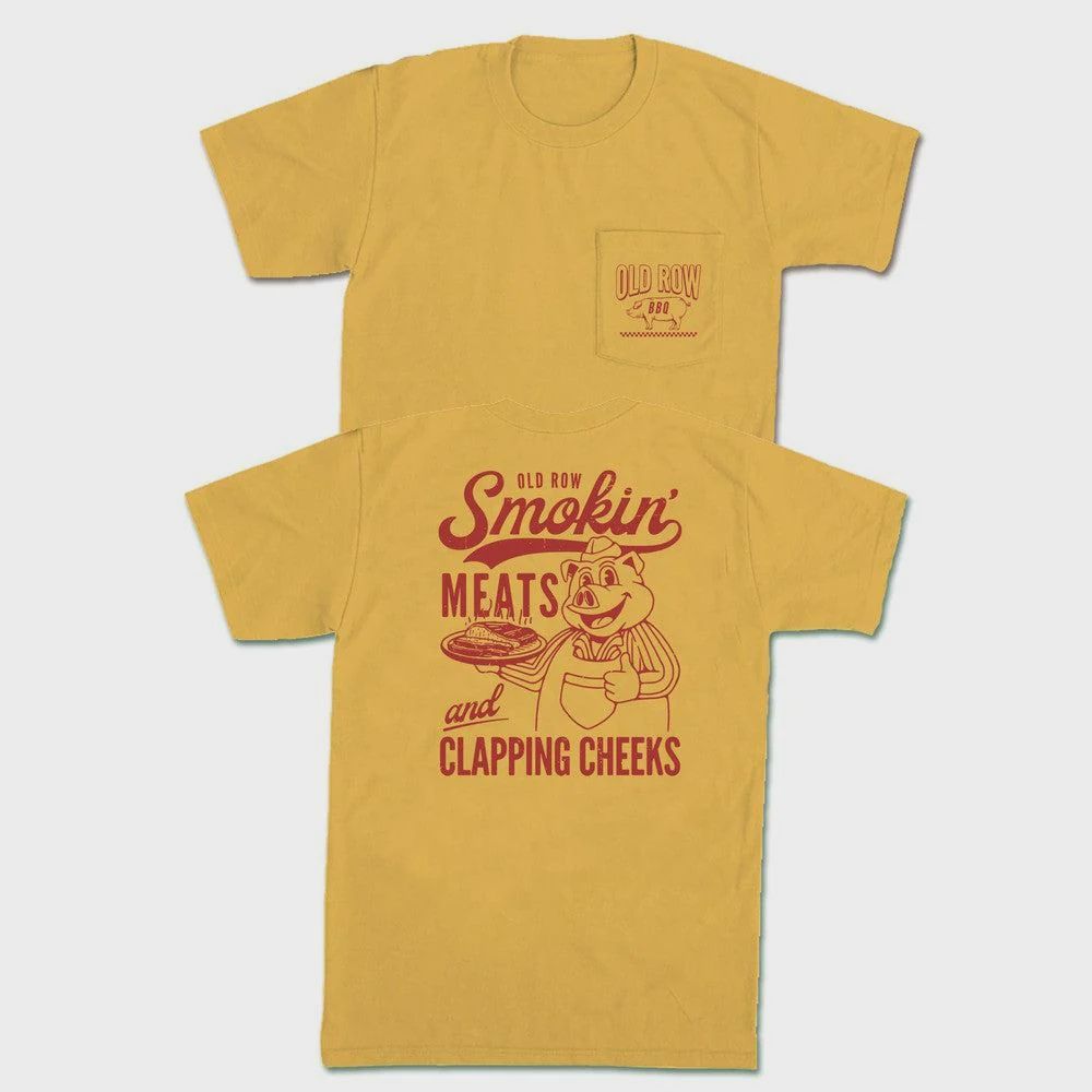 Smokin&#39; Meats Poket Tee, Color: Mustard, Size: S