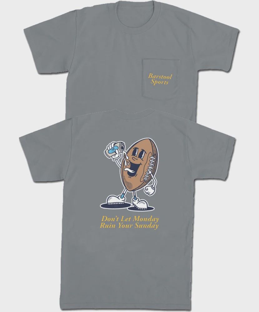 Don&#39;t Let Monday Football Pocket Tee, Color: Grey, Size: S