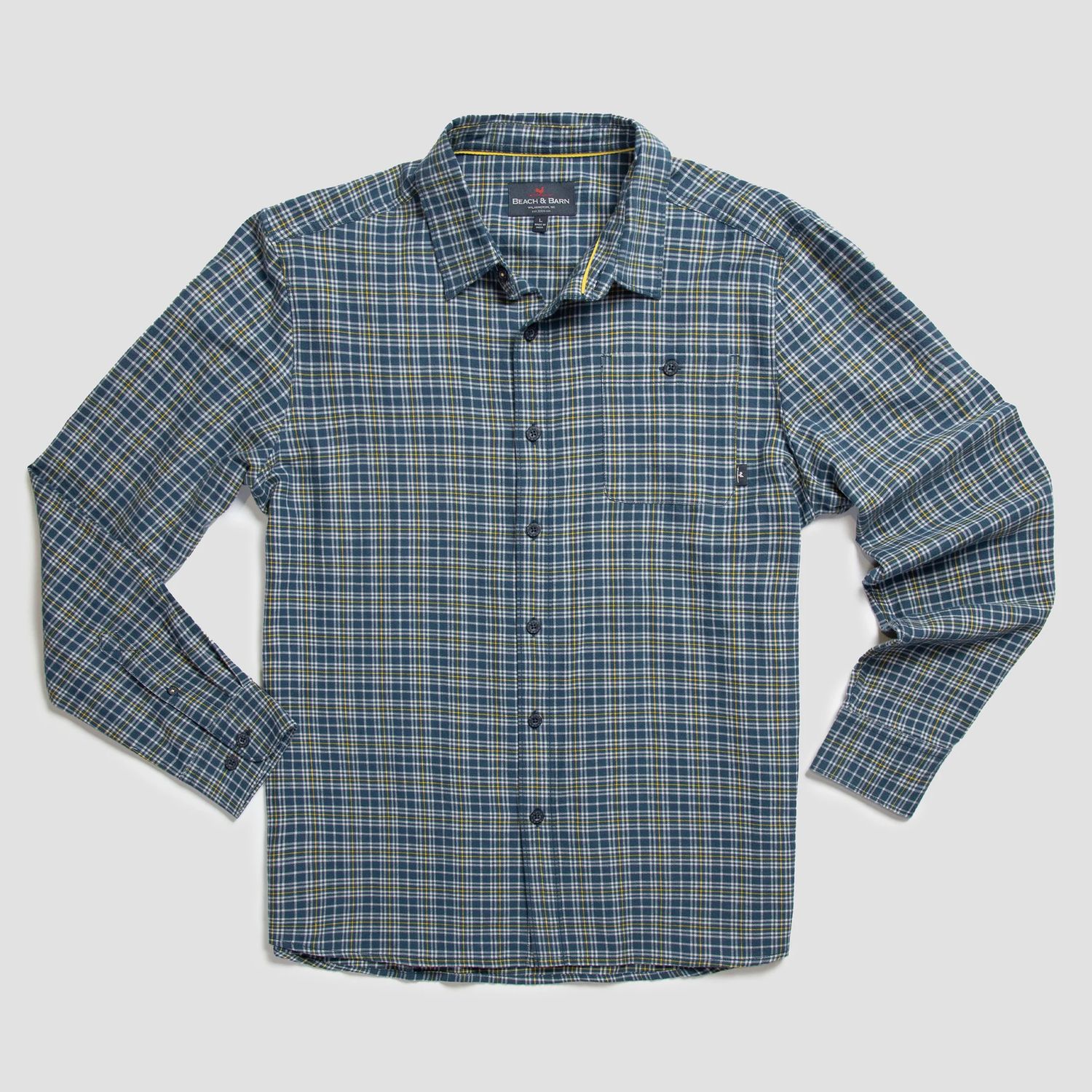 Sale - Ponyboy Long Sleeve Flannel Shirt, Color: Yellow Plaid, Size: S