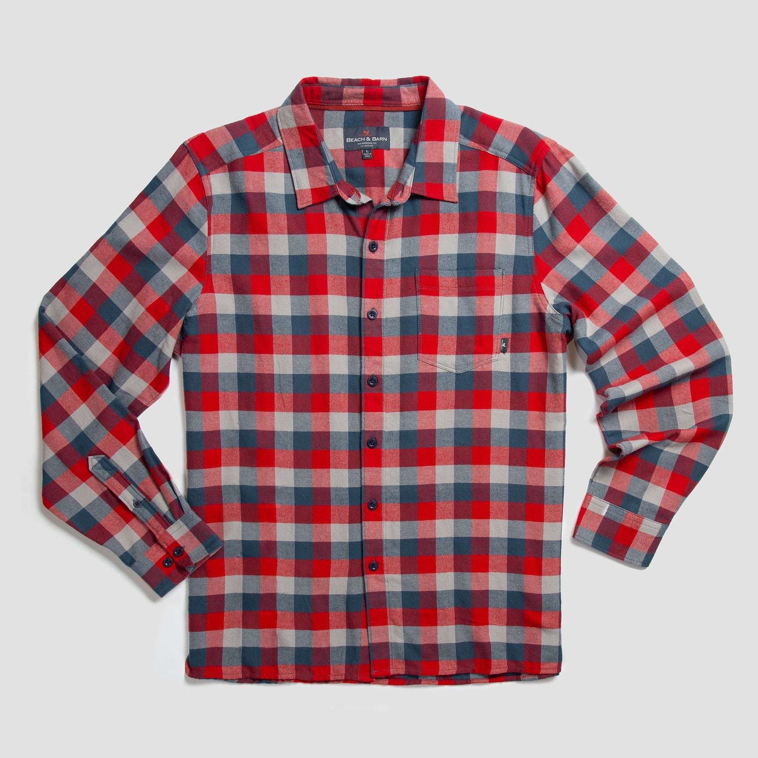 Sale - Traveler&#39;s Check Long Sleeve Flannel Shirt, Color: Barn Red Check, Size: S