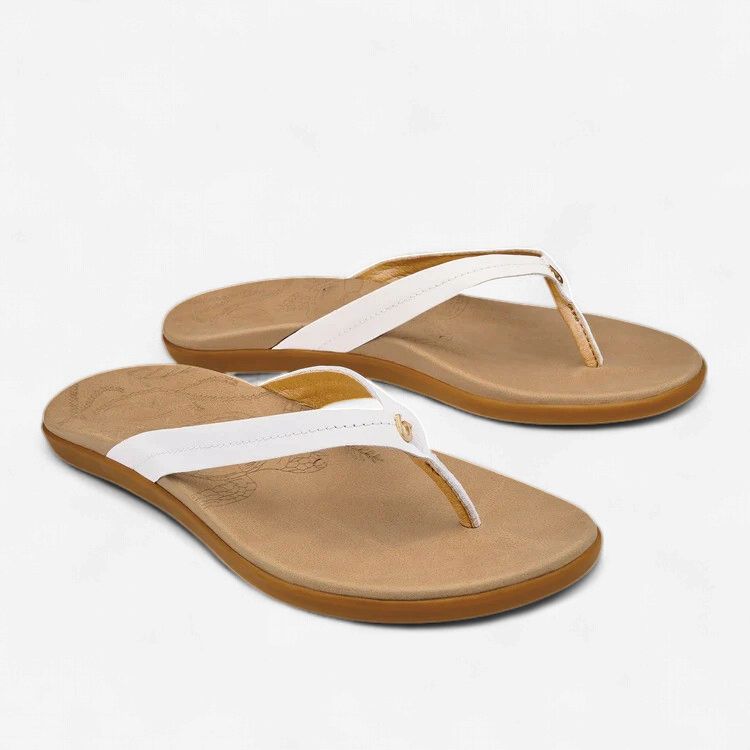 HONU - W, Color: Bright White / Golden Sand, Size: 10