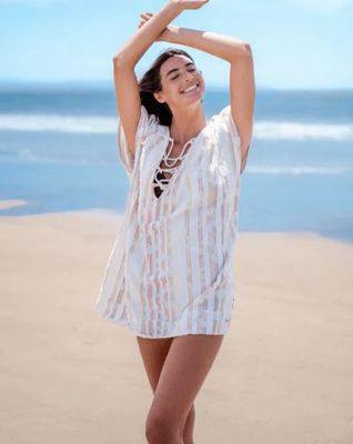 DAISY STRIPE COVER UP - WOMENS