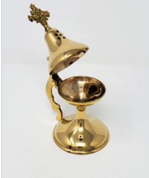 Incense Burner Brass - Hinged Pear Shape - 7&quot;