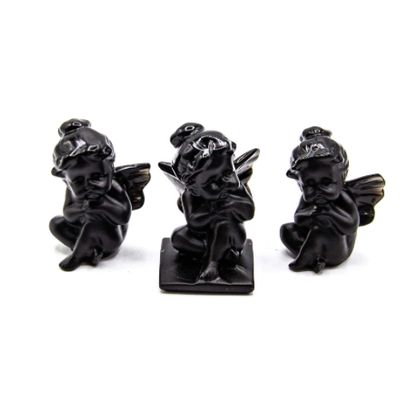 Obsidian Black Angel Cherub Gemstone Carving