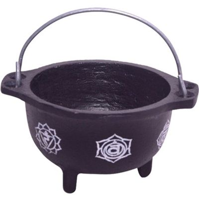 Cauldron Black Cast Iron 4.5" No Lid w/ Chakras