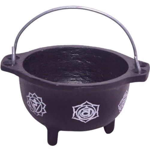 Cauldron Black Cast Iron 4.5&quot; No Lid w/ Chakras