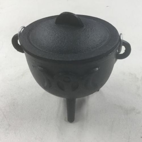 Cauldron Cast Iron Triple Moon w/ Lid &amp; Handle 4.5"