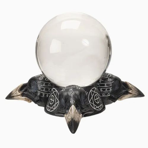 Raven Skull Crystal Ball Stand 6.5&quot;
