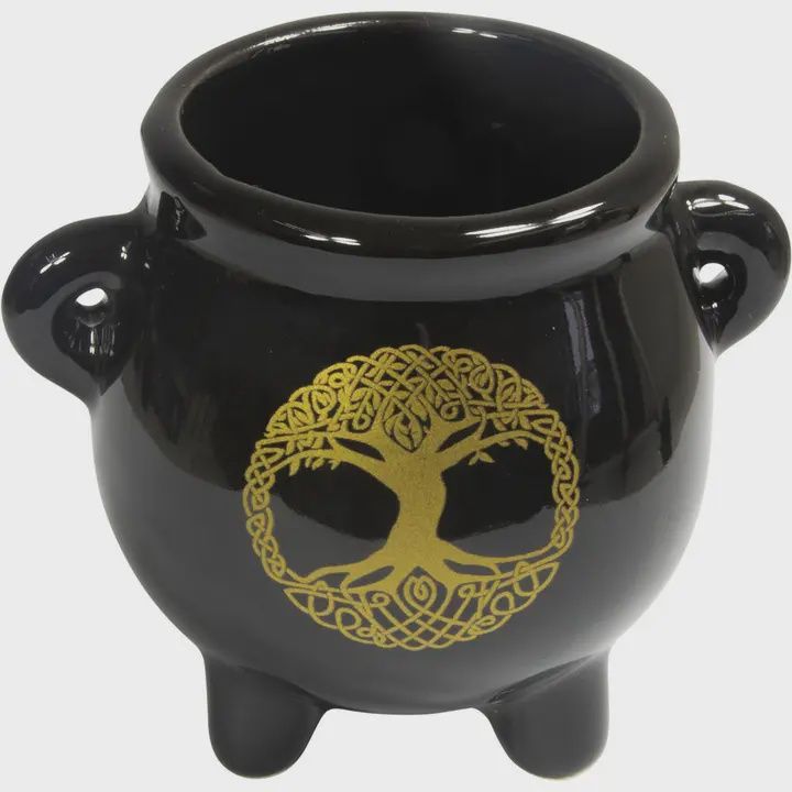 Cauldron Mini Ceramic -Gold tree of Life