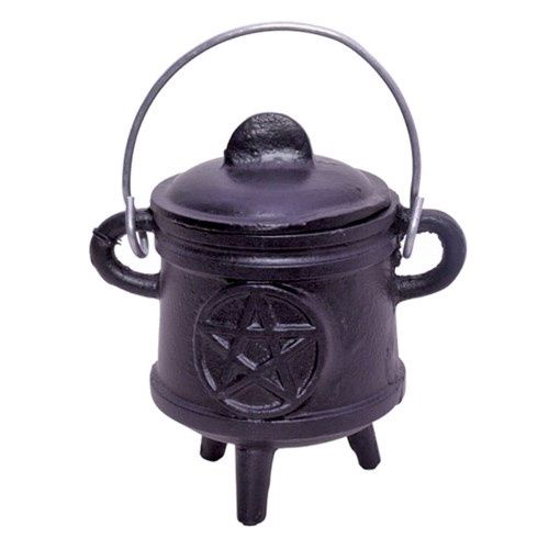 Cauldron Black Cast Iron 4.5&quot; w/ Pentacle
