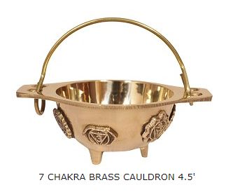 Cauldron Brass 7 Chakras with no lid 4.5&quot;