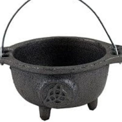 Cauldron Black Cast Iron 4" No Lid w/ Triquetra