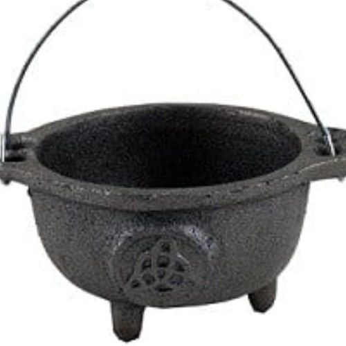 Cauldron Black Cast Iron 4&quot; No Lid w/ Triquetra