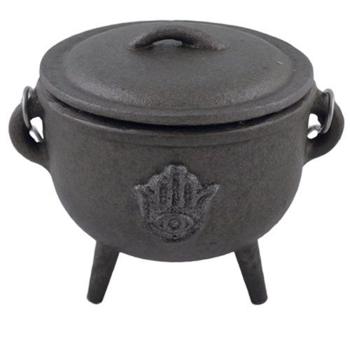 Cauldron Black Cast Iron 4.5&quot; w/ Hamsa Hand