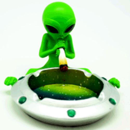 Ashtray Alien  'Token' UFO  (Smoking Weed)