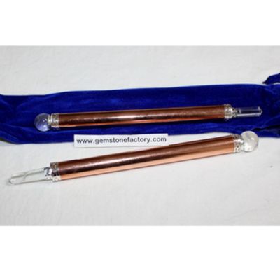 Wand Copper Quartz Clear Sphere + Point 7"