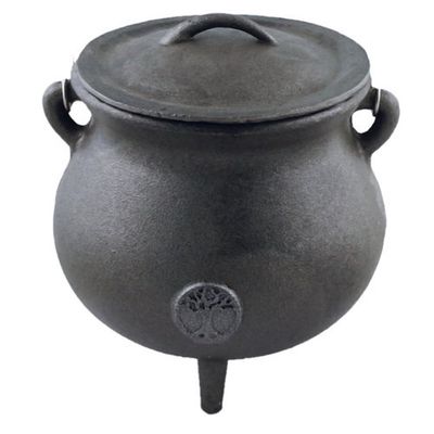 Cauldron Black Cast Iron 7" w/ Tree of Life
