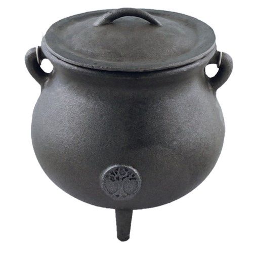 Cauldron Black Cast Iron 7&quot; w/ Tree of Life