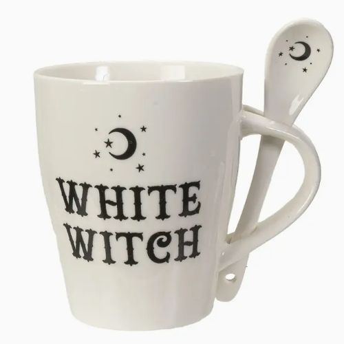 Mug - White witch Mug &amp; Spoon Set