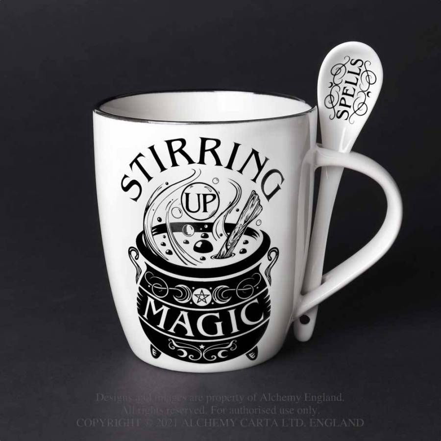 Mug - Stirring Up Magic Mug &amp; Spoon white by Alchemy