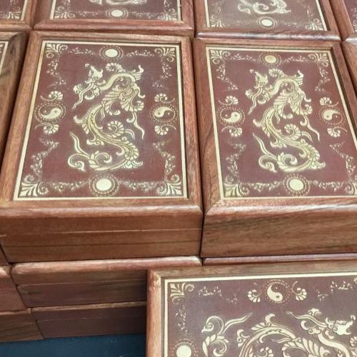 Box Acacia Wood Laser Etched Dragon 5&quot; x 7&quot;